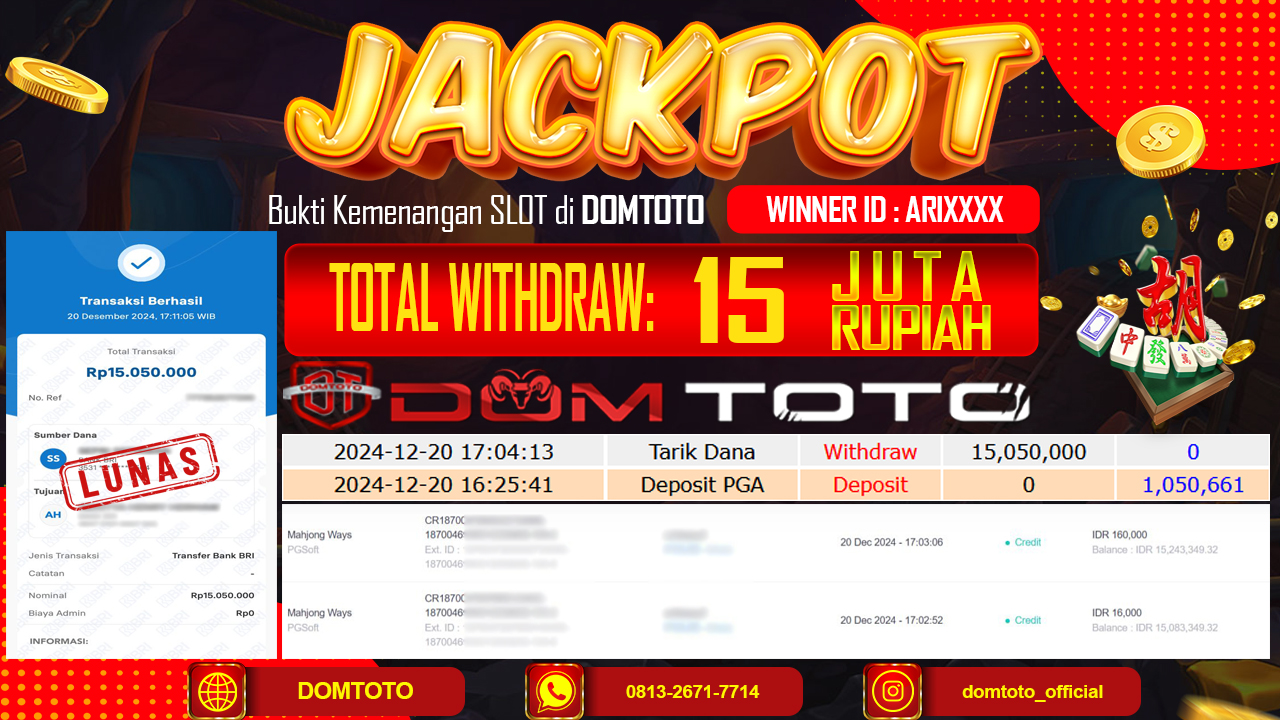 JACKPOT SLOT MAHJONG WAYS 20 DESEMBER 2024